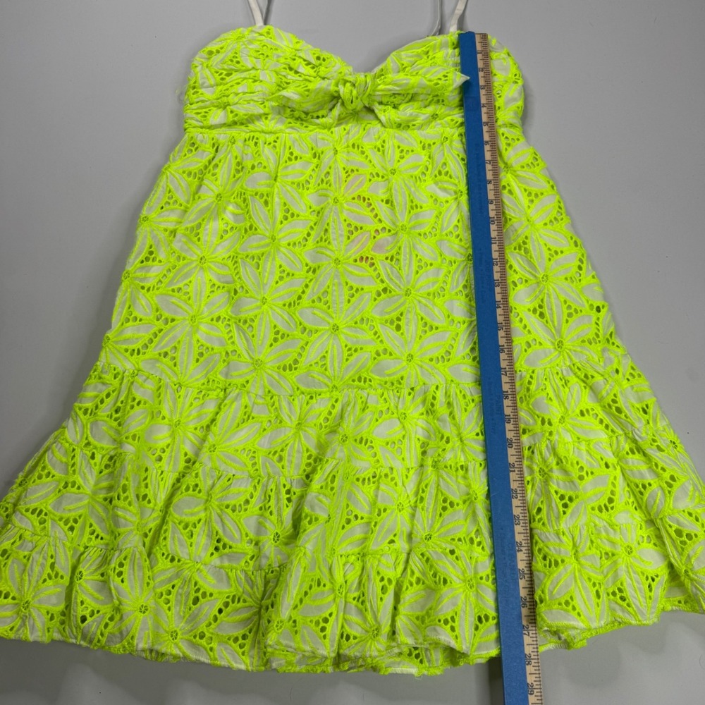 Lilly Pulitzer Briana Dress Womens 6 Pepino Green Mambo Eyelet Neon Mini NWT - Picture 11 of 11